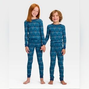 Kid's 8 Hanukkah Ribbed Long Sleeve Shirt & Pants Holiday Matching Family Pajama